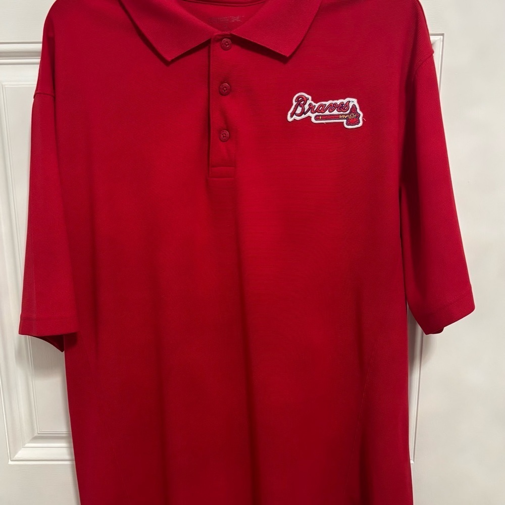 Atlanta Braves Red GSX Polo Shirt Men’s Size XL MLB Logo Embroidered